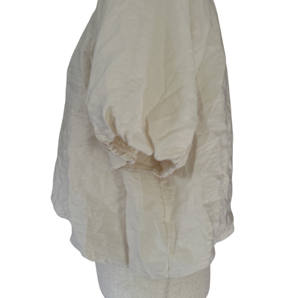 By Anthropologie Top Medium Crew-Neck Bubble Top Puffed Sleeves Romantic Boho - Picture 7 of 11